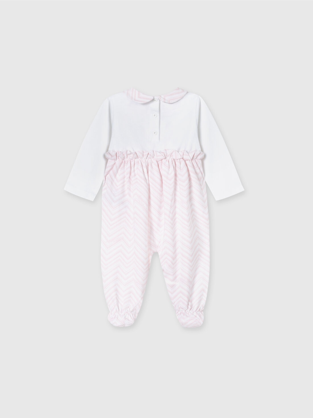 Missoni Set tre pezzi con tutina, zuccotto e bavaglino in cotone con inserti zig zag Nuova