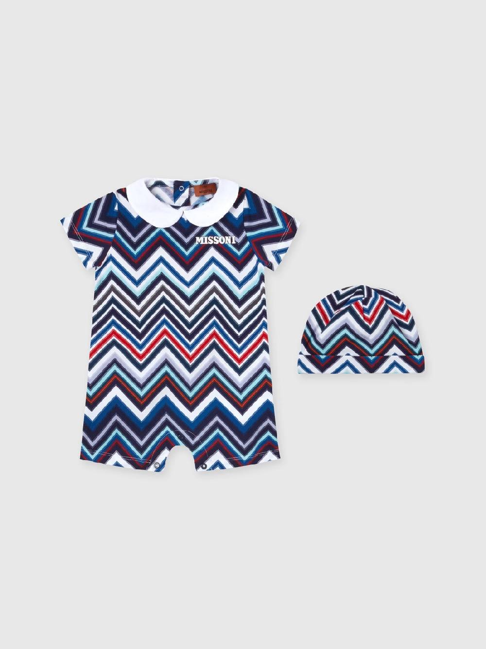 Missoni Set due pezzi con tutina e zuccotto in cotone chevron 2025