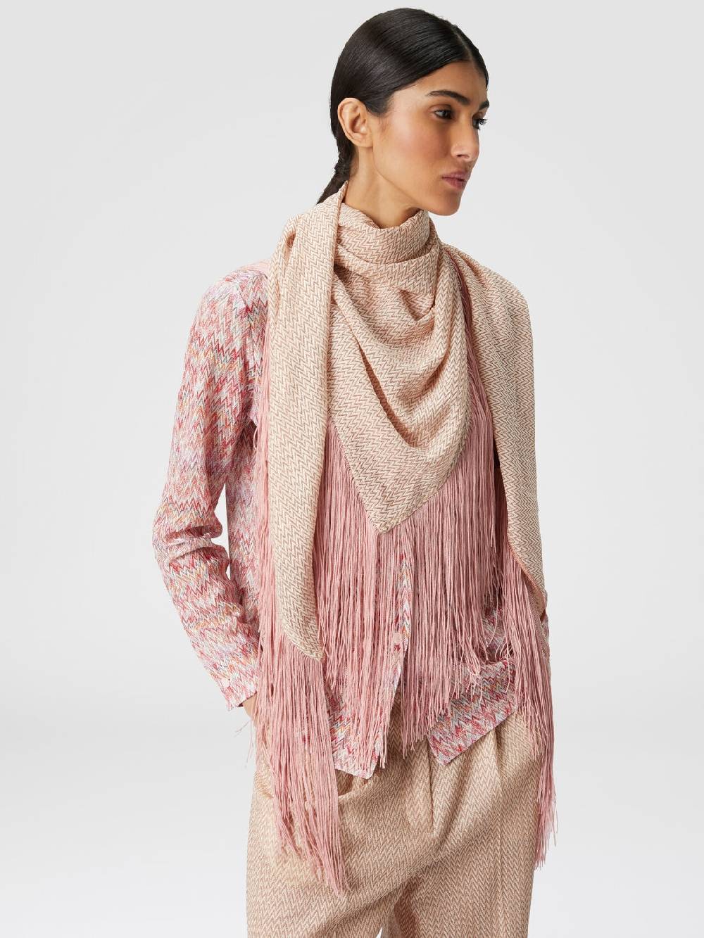 Missoni Scialle in viscosa lamé chevron con frange Fino Al -60%