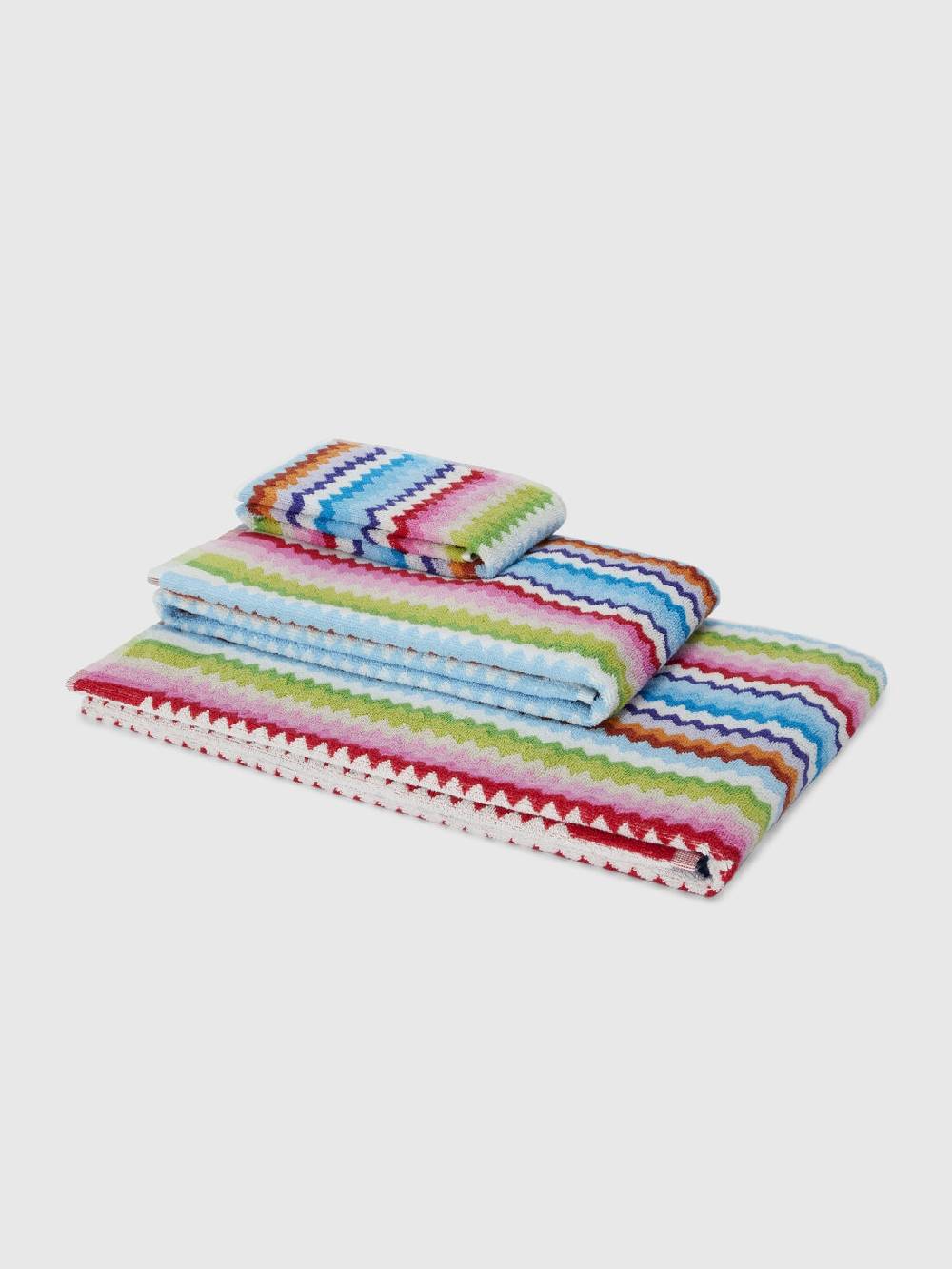 Missoni Set 3 pezzi di asciugamani da bagno Riverbero in spugna di cotone zig zag Offerta speciale della fabbrica