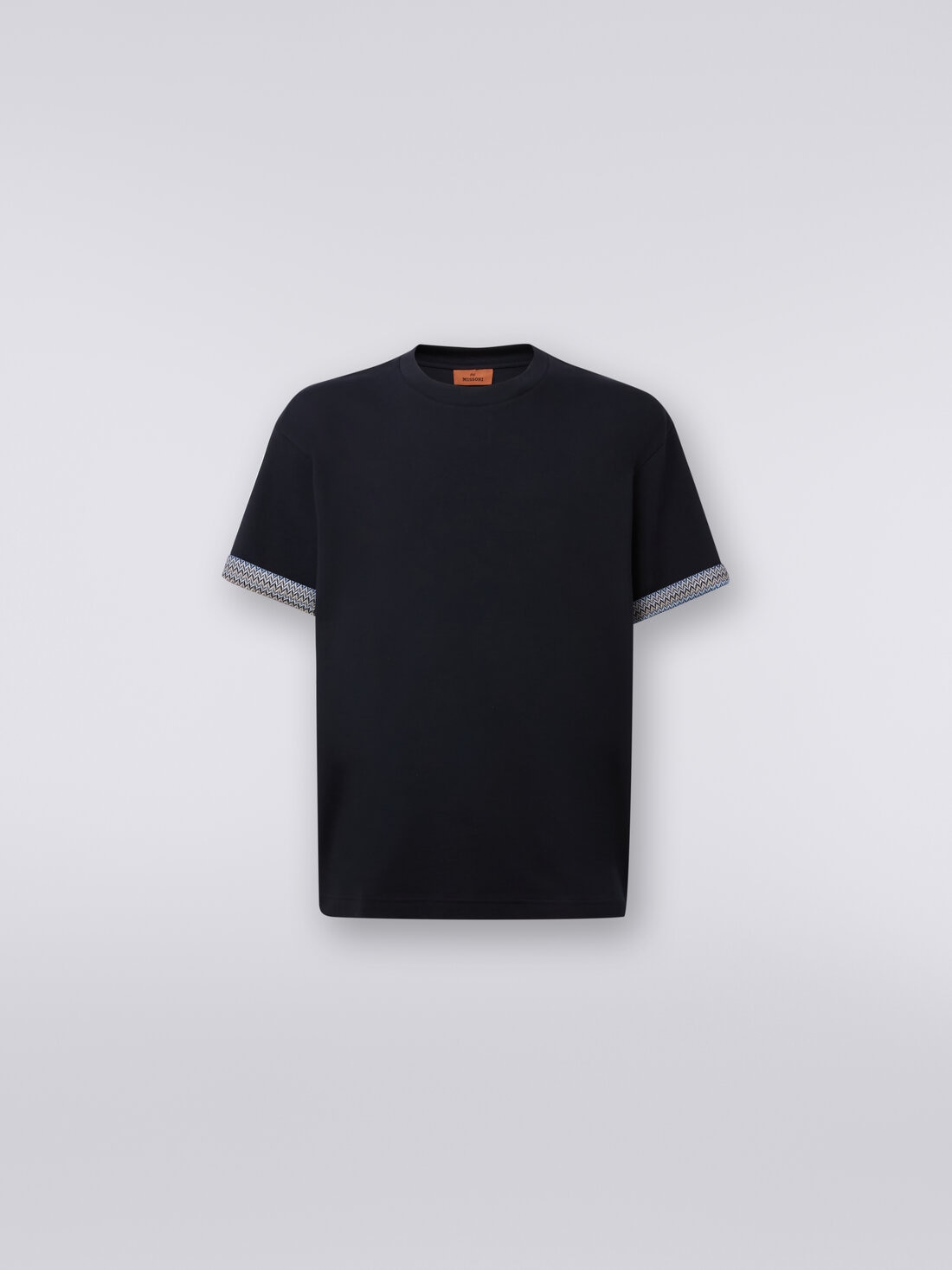 Missoni T-shirt girocollo in cotone con risvolti chevron Promozione
