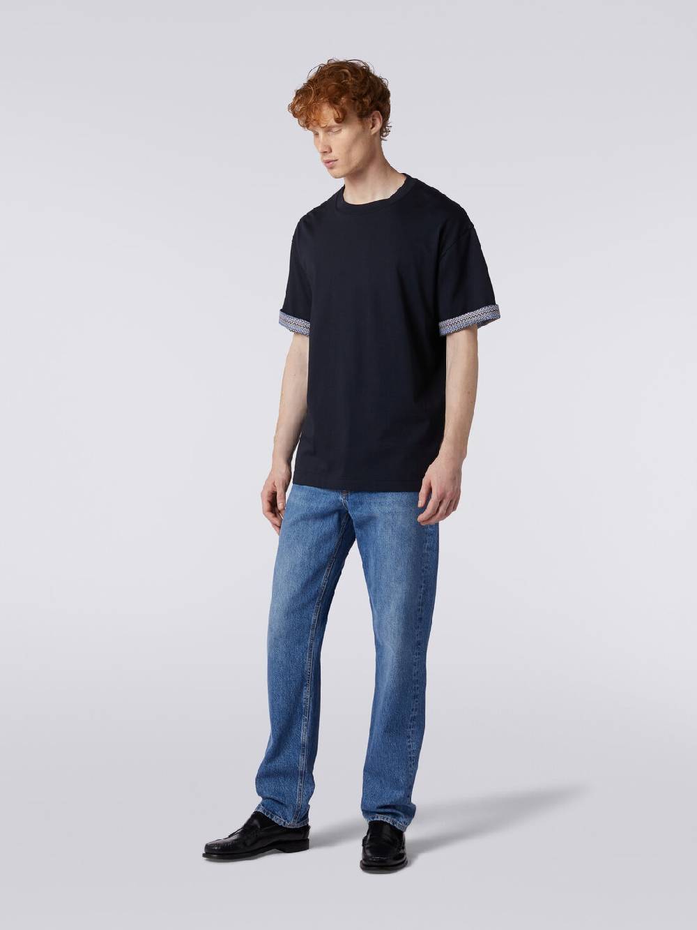 Missoni T-shirt girocollo in cotone con risvolti chevron Promozione