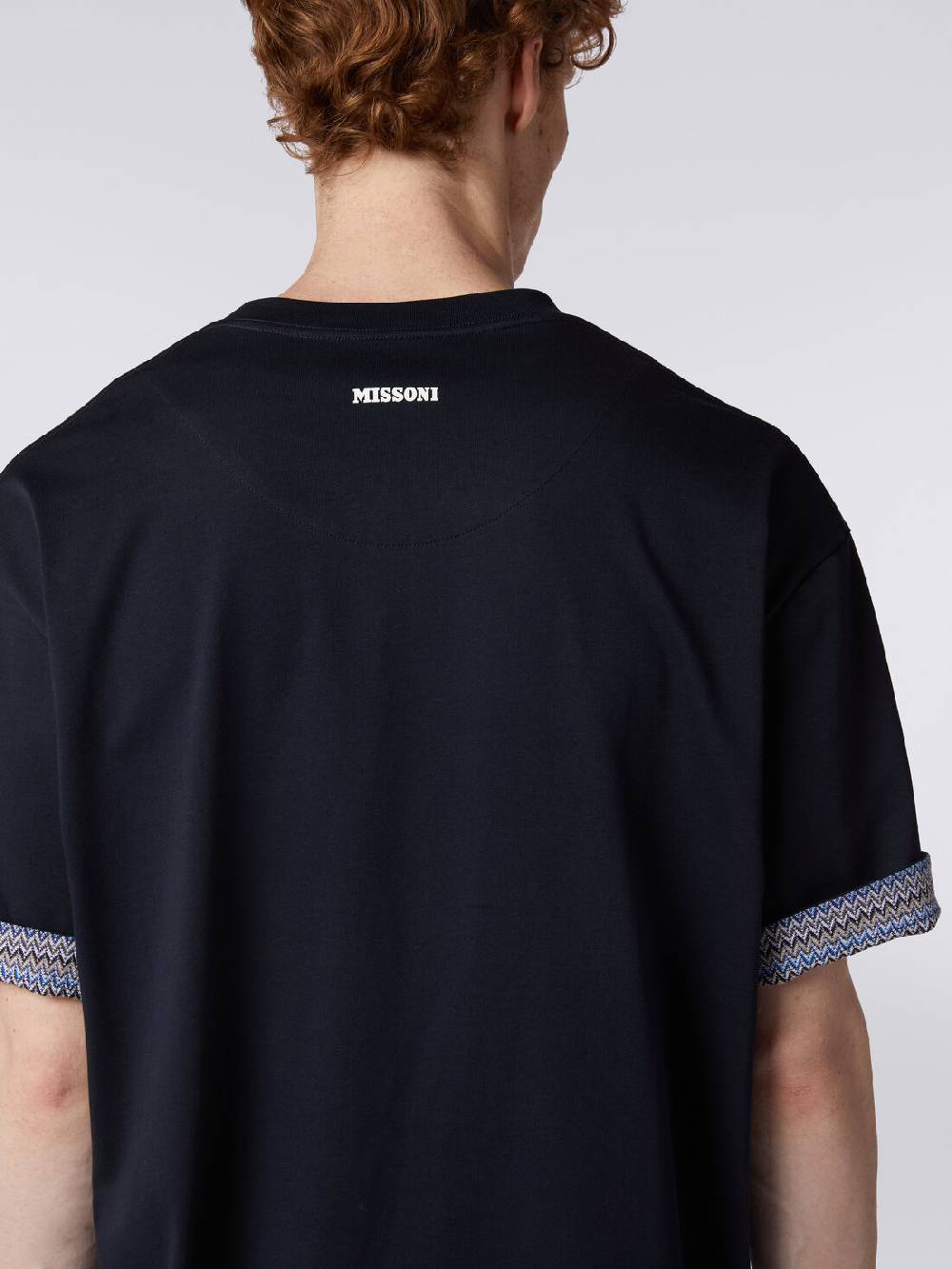 Missoni T-shirt girocollo in cotone con risvolti chevron Promozione