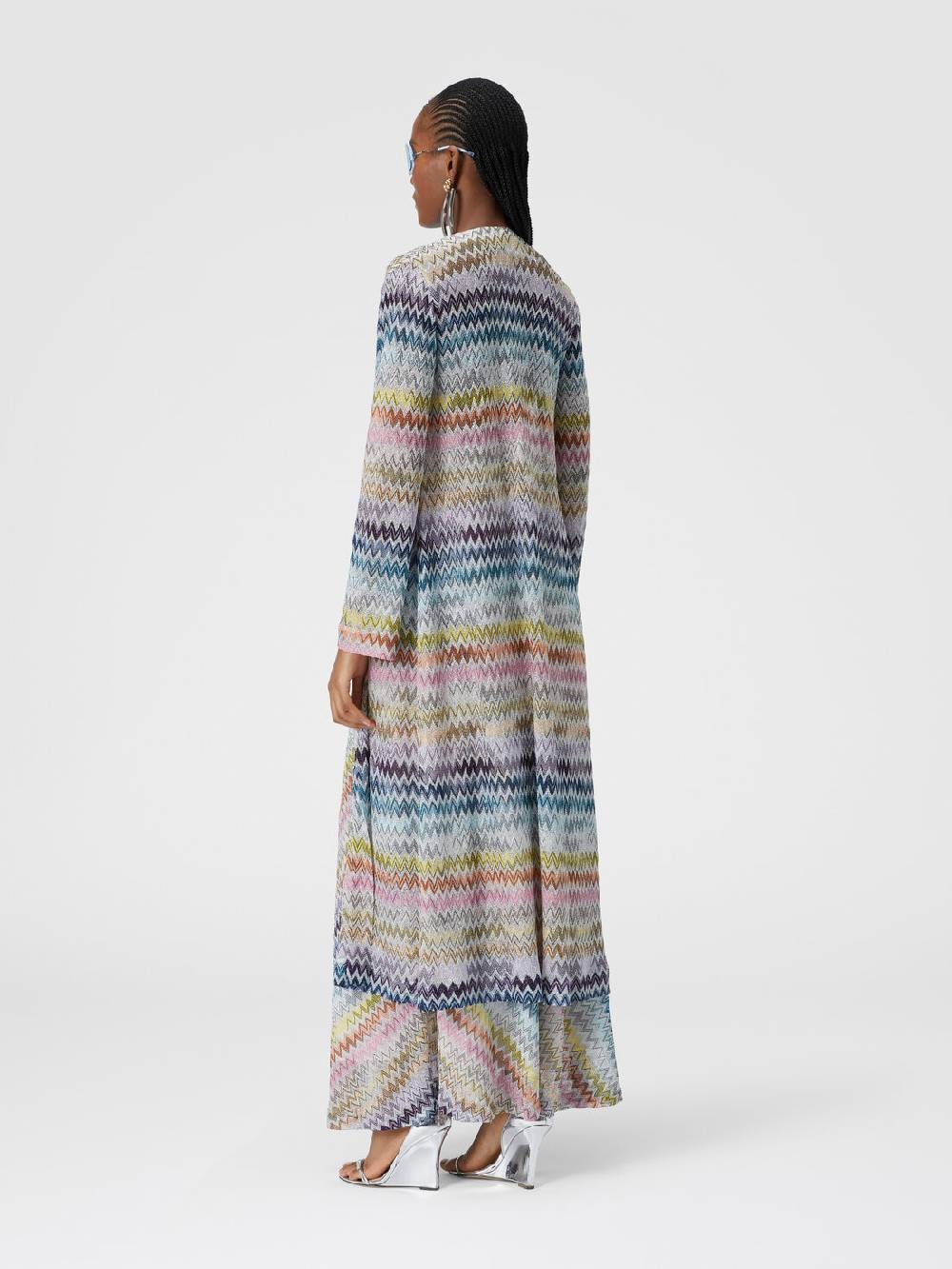 Missoni Cardigan lungo in misto viscosa zig zag lamé Outlet