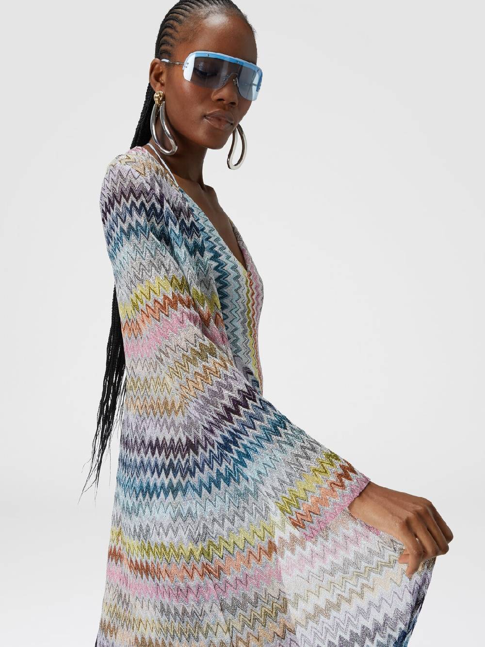 Missoni Cardigan lungo in misto viscosa zig zag lamé Outlet