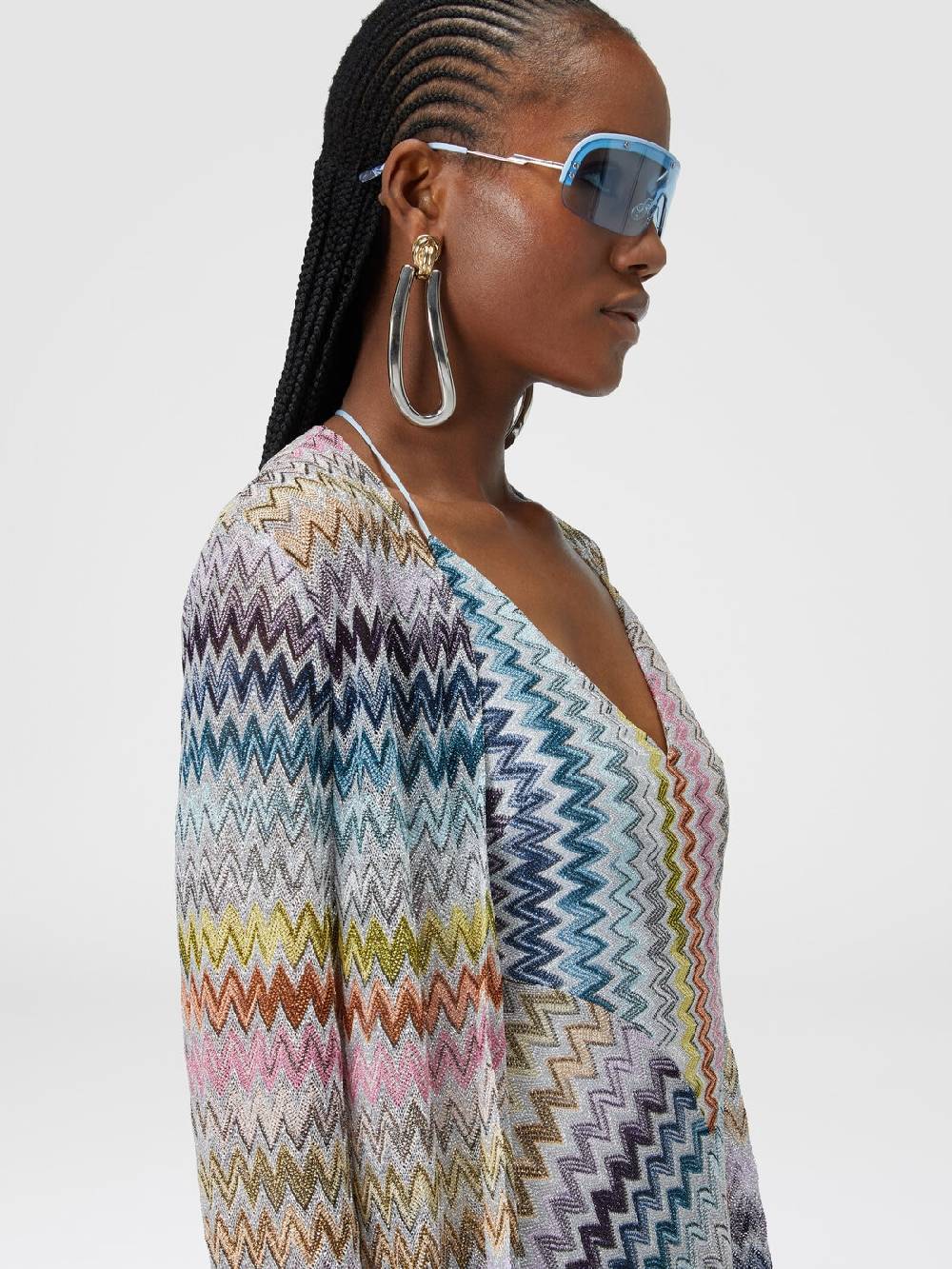 Missoni Cardigan lungo in misto viscosa zig zag lamé Outlet