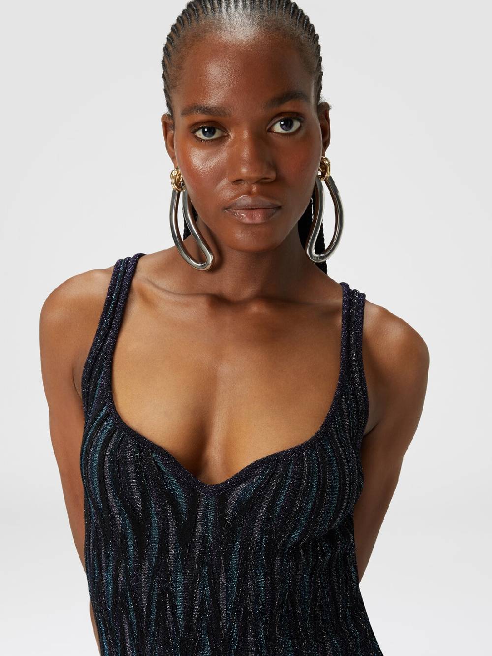 Missoni Mini-abito motivo diamante lamé con scollatura a cuore In Vendita