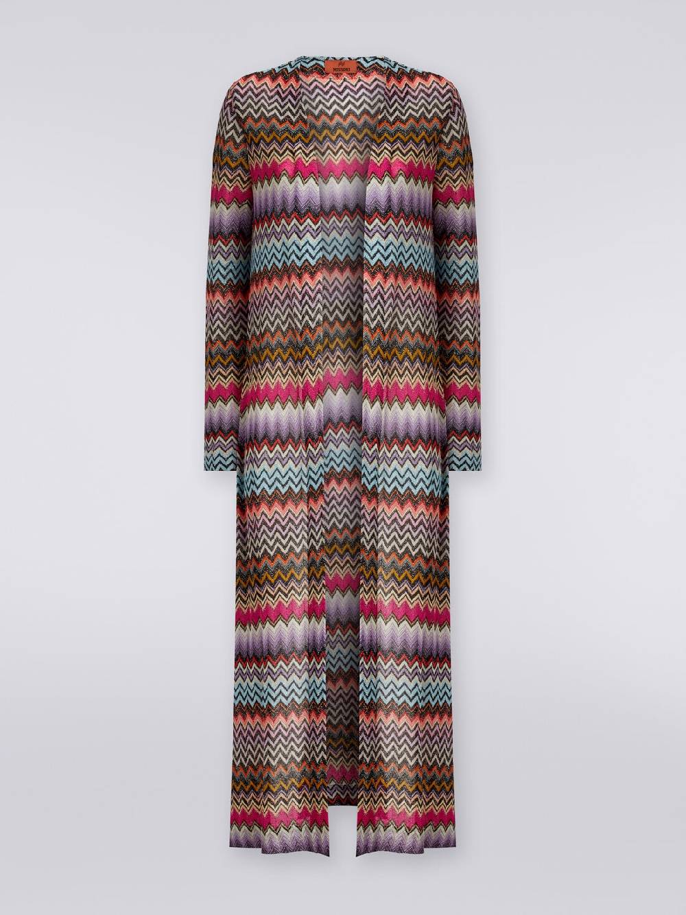 Missoni Cardigan lungo in viscosa zig zag con lurex Vendita Economica