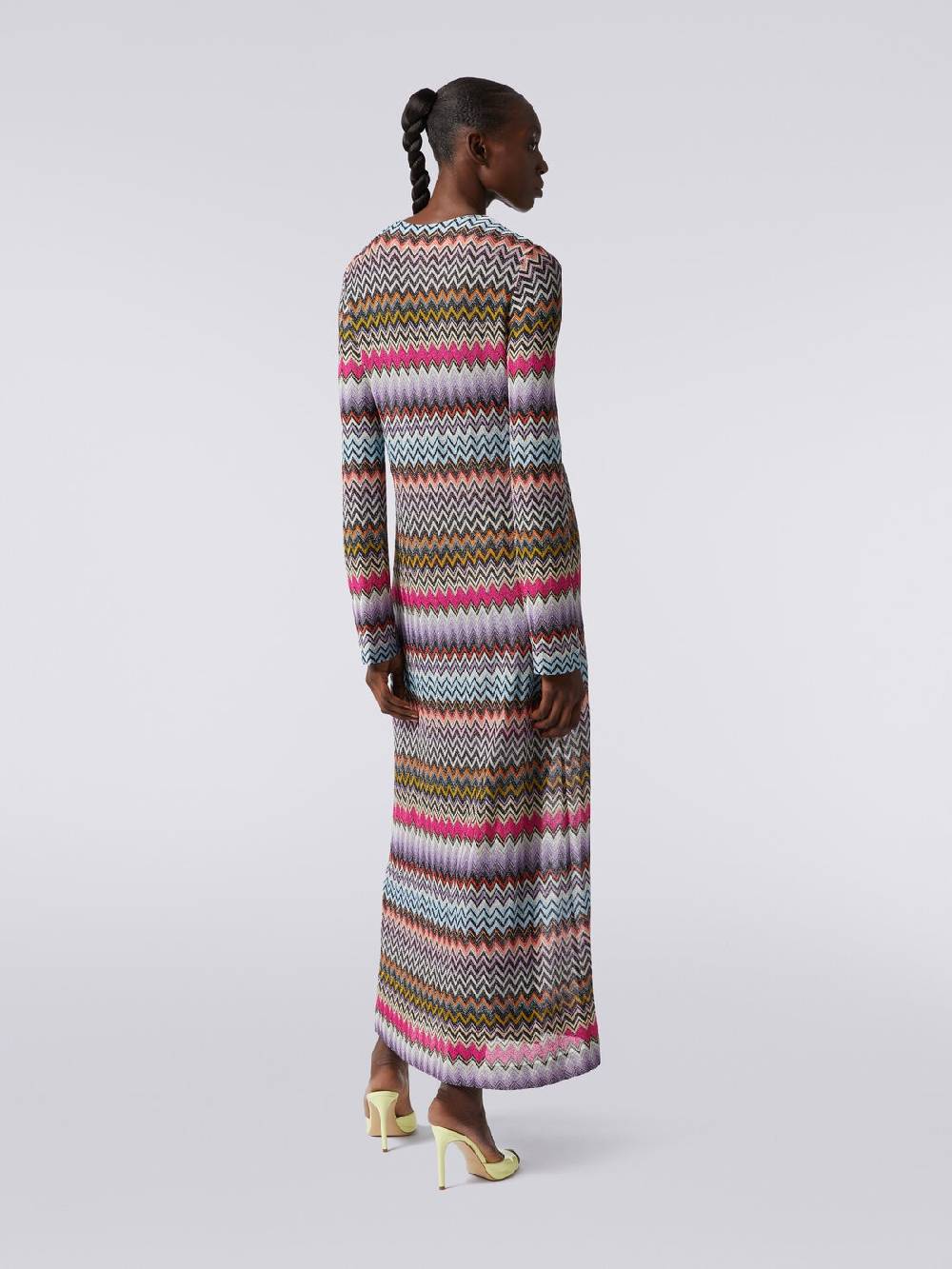 Missoni Cardigan lungo in viscosa zig zag con lurex Vendita Economica