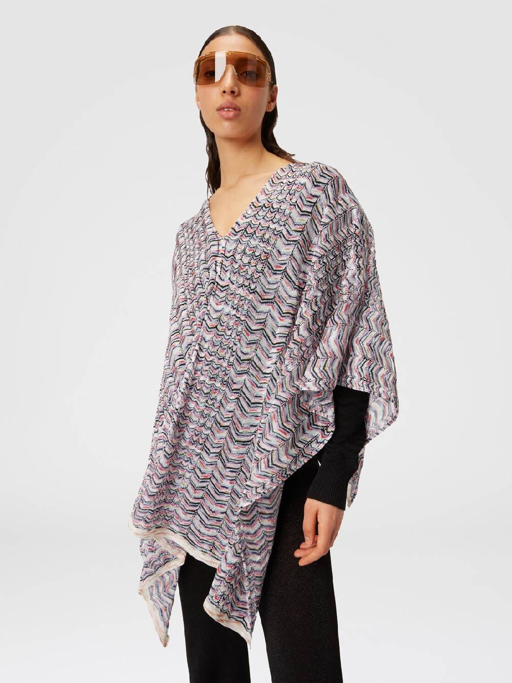 Missoni Poncho in maglia di viscosa e cotone chevron Vendite Flash