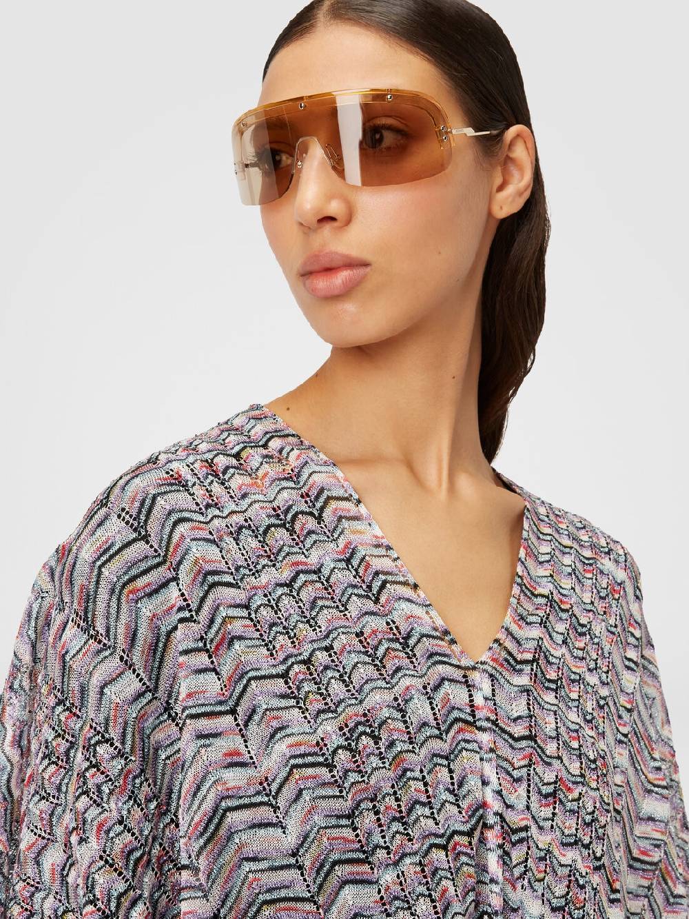 Missoni Poncho in maglia di viscosa e cotone chevron Vendite Flash
