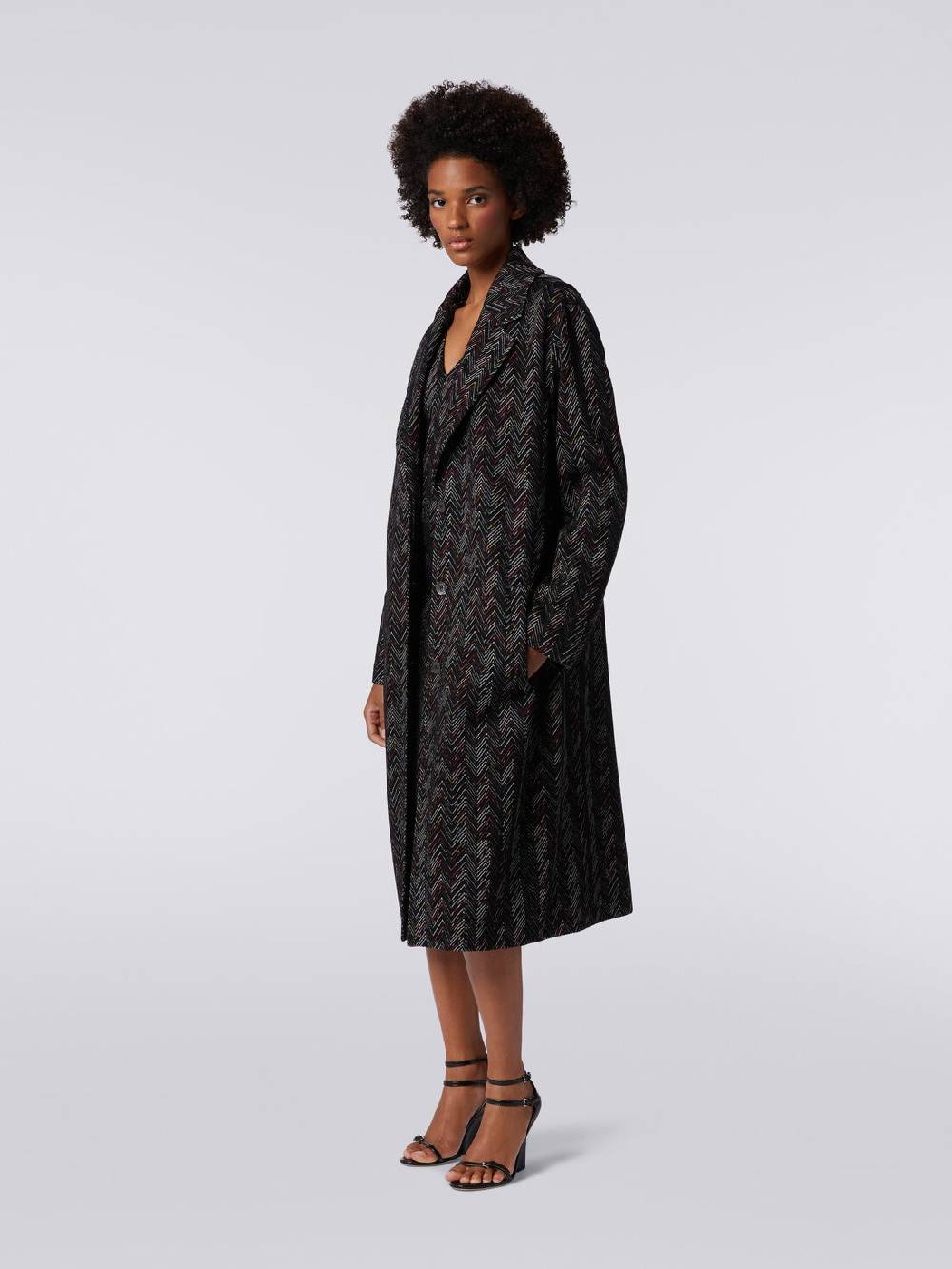 Missoni Cappotto monopetto in misto lana zig zag Negozio