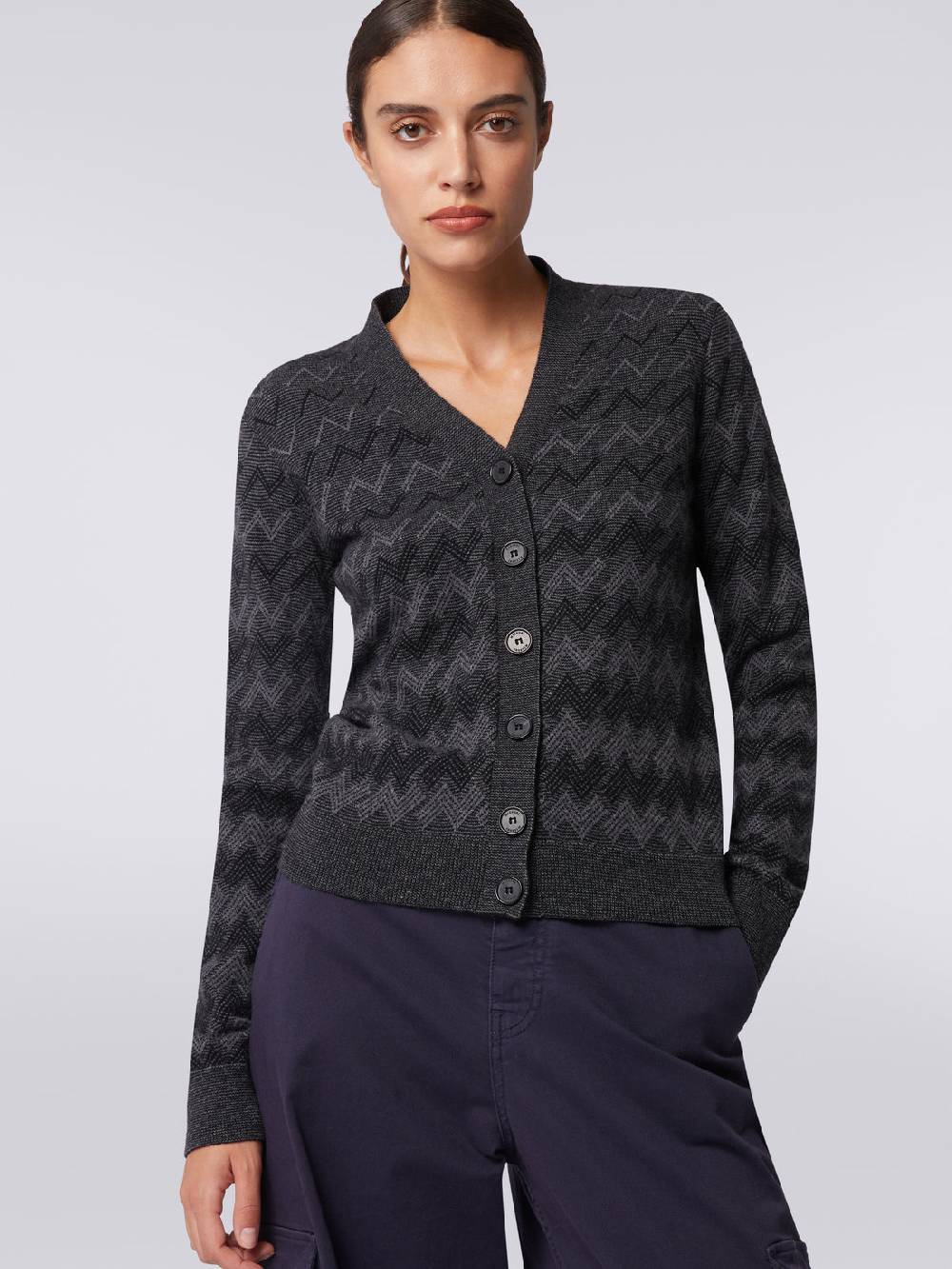Missoni Cardigan con scollo a V in cachemire con zig zag Moda