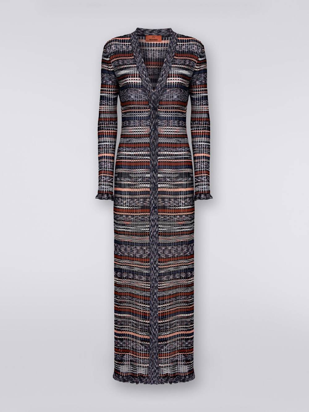 Missoni Cardigan lungo a costine in viscosa fiammata Italy