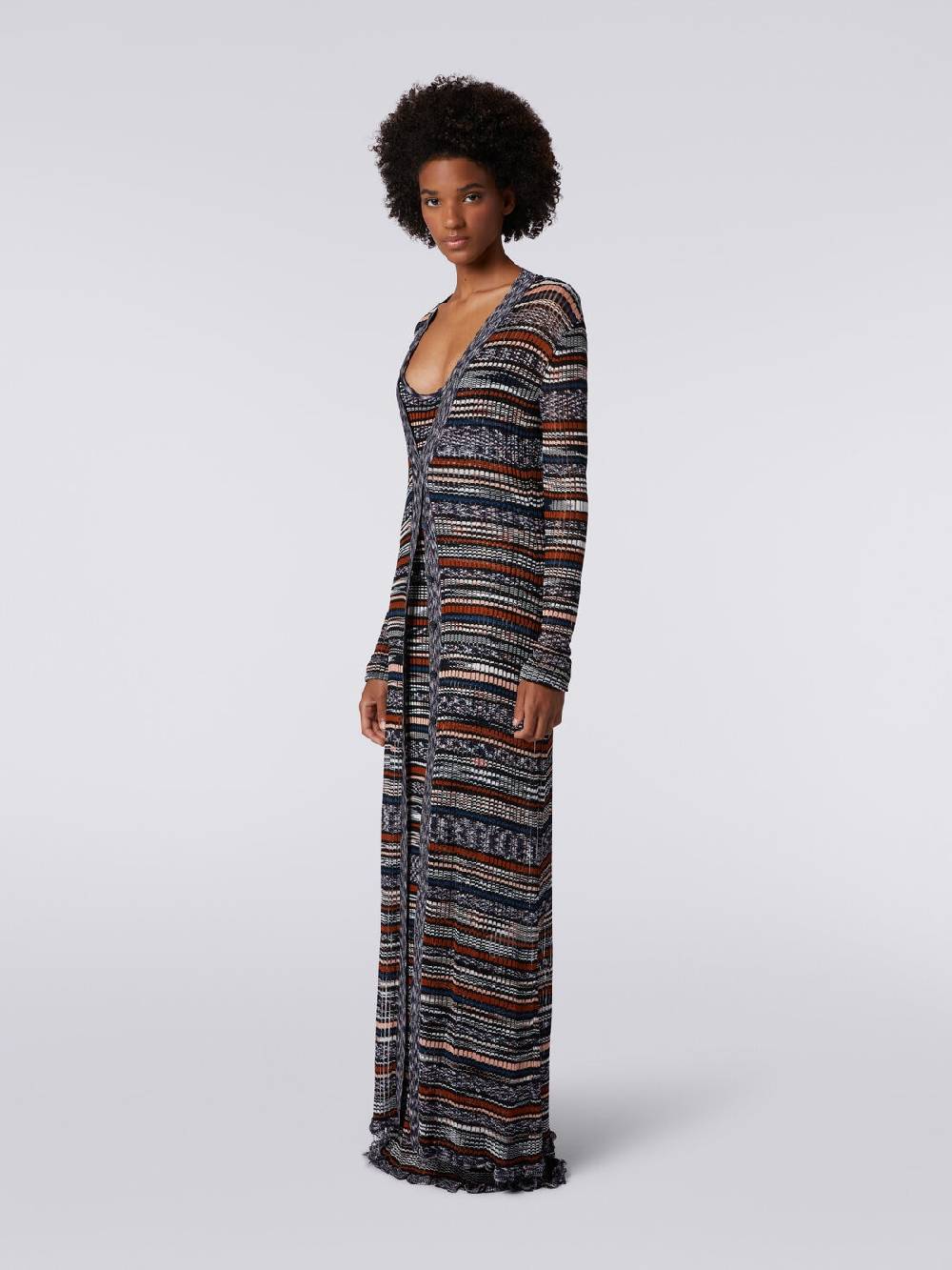 Missoni Cardigan lungo a costine in viscosa fiammata Italy