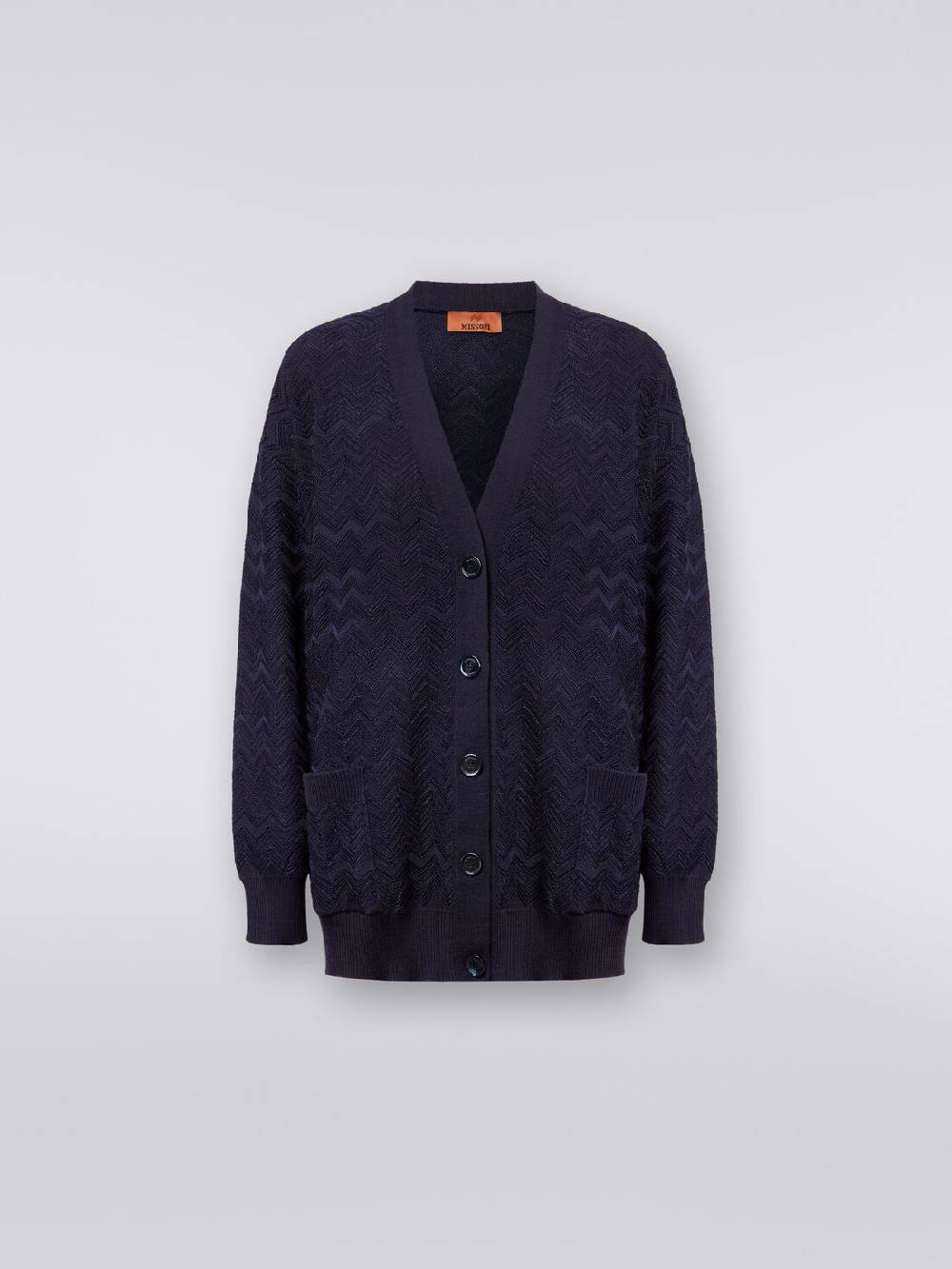 Missoni Cardigan oversize in maglia di viscosa e lana chevron 2025