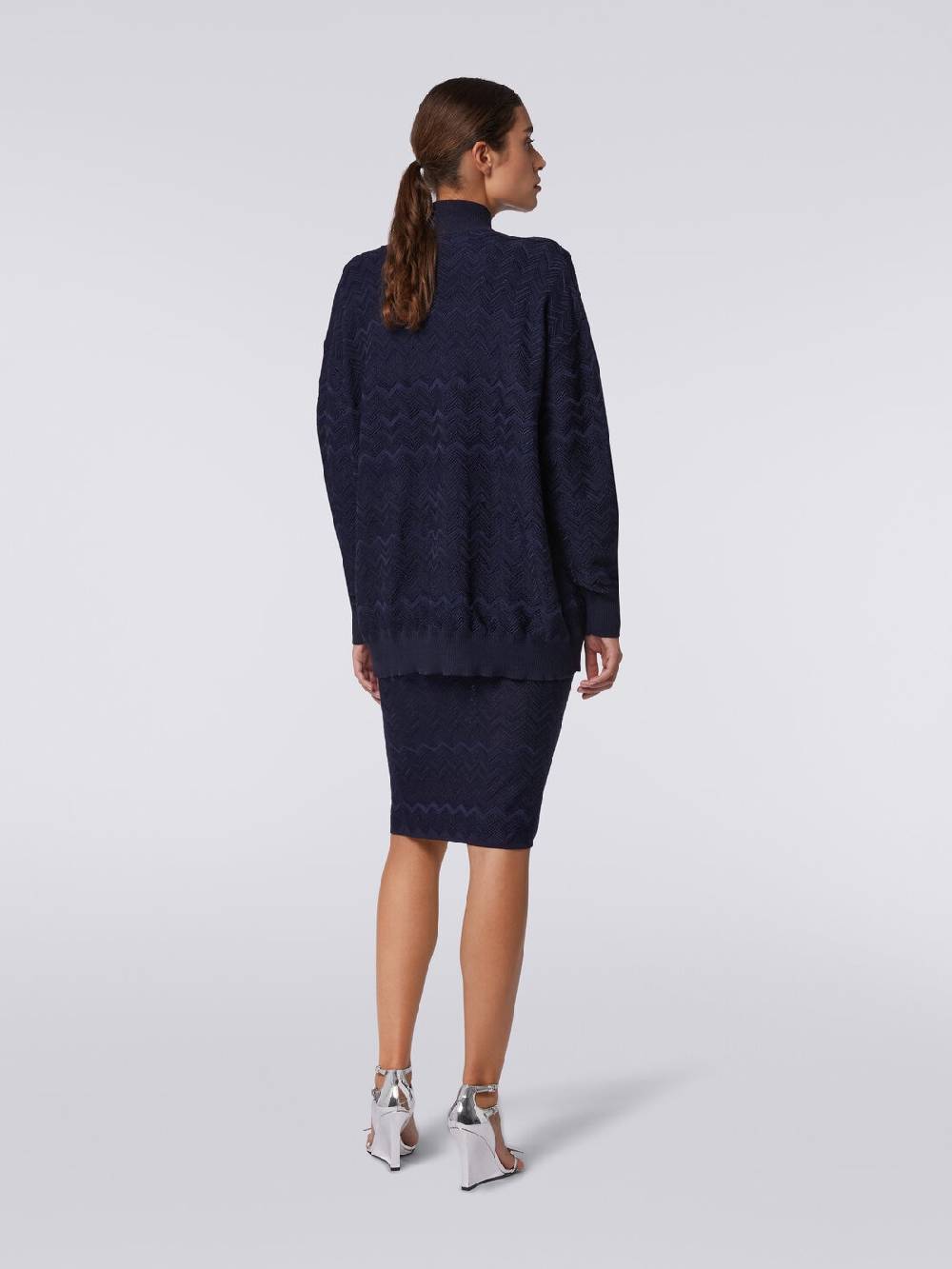 Missoni Cardigan oversize in maglia di viscosa e lana chevron 2025