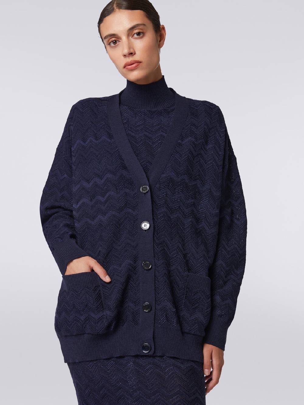 Missoni Cardigan oversize in maglia di viscosa e lana chevron 2025