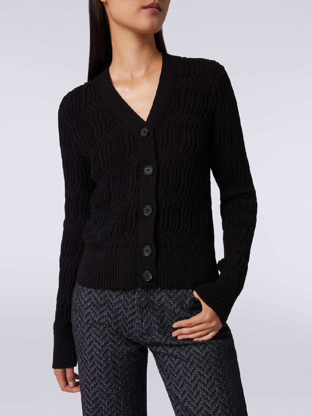 Missoni Cardigan in cotone con nervature verticali a rilievo In Linea