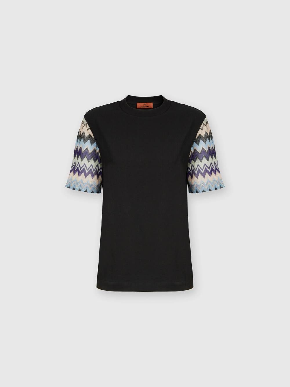Missoni T-shirt in jersey di cotone con maniche in maglia zig zag Qualità