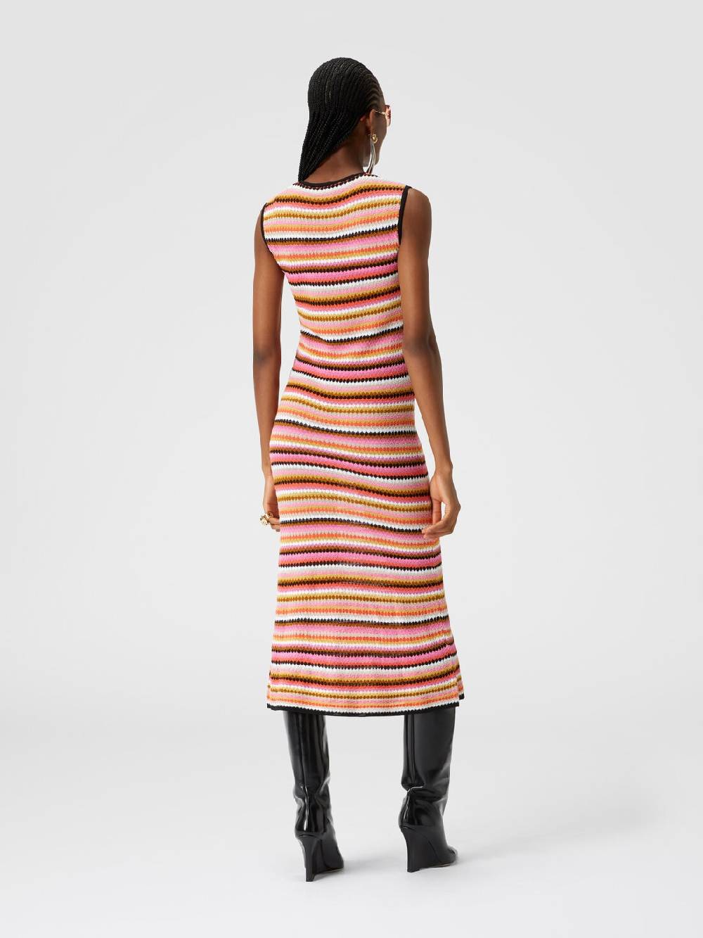 Missoni Abito midi senza maniche in lana e viscosa a righe Vendita
