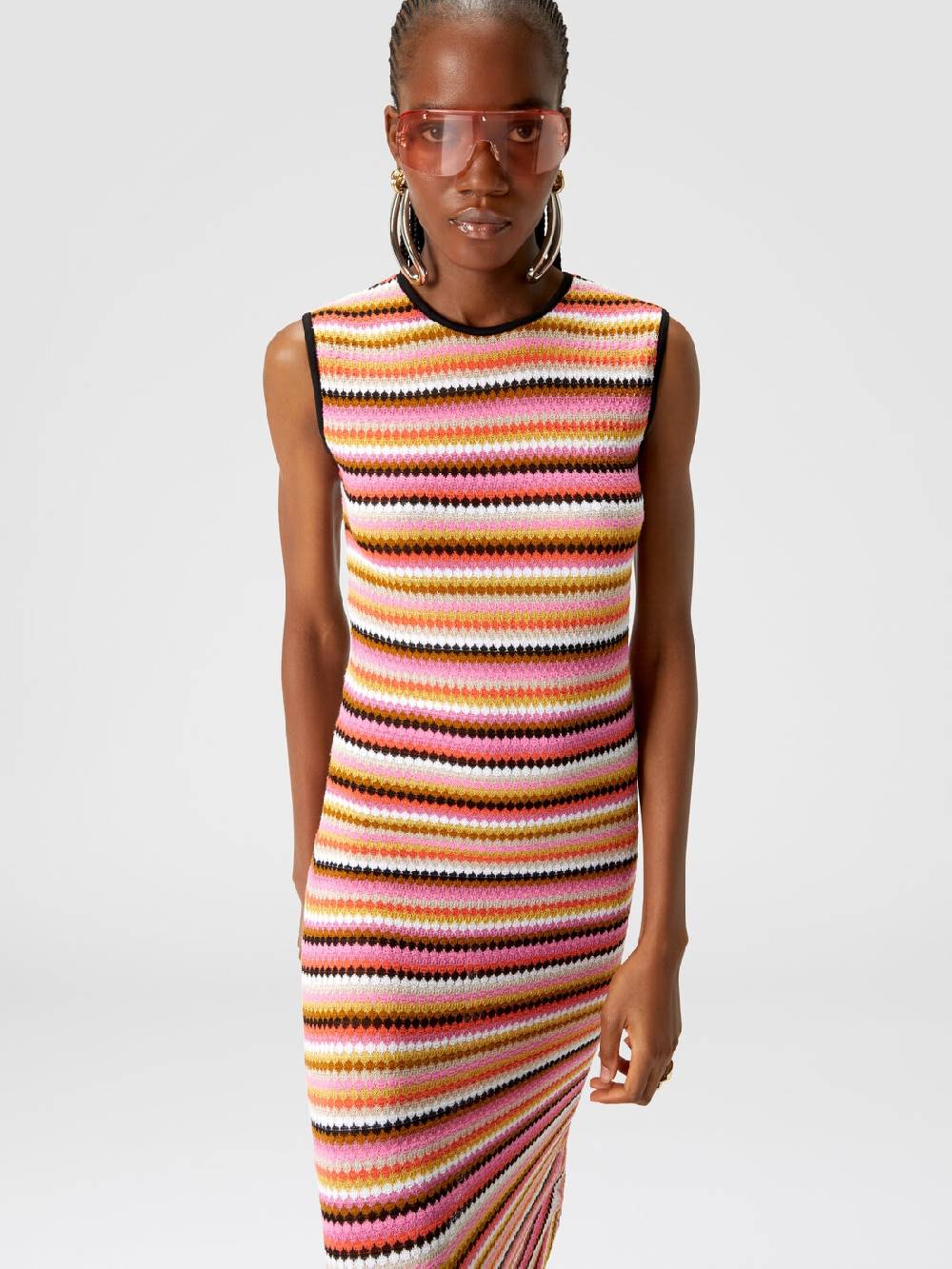 Missoni Abito midi senza maniche in lana e viscosa a righe Vendita