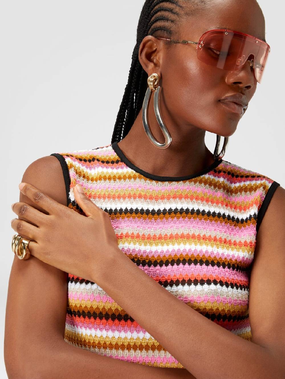 Missoni Abito midi senza maniche in lana e viscosa a righe Vendita