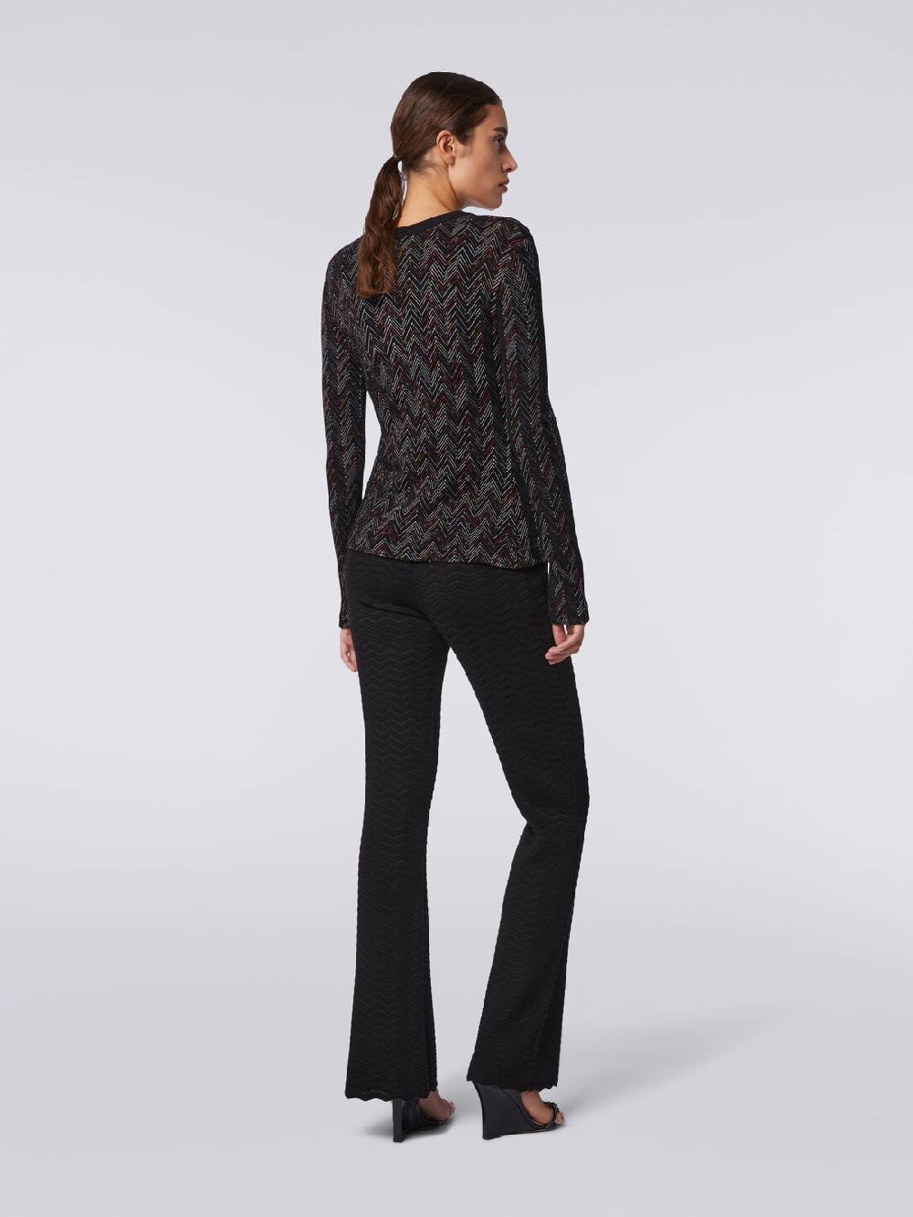 Missoni Cardigan corto in maglia di lana e viscosa con zig zag in rilievo Acquista Ora