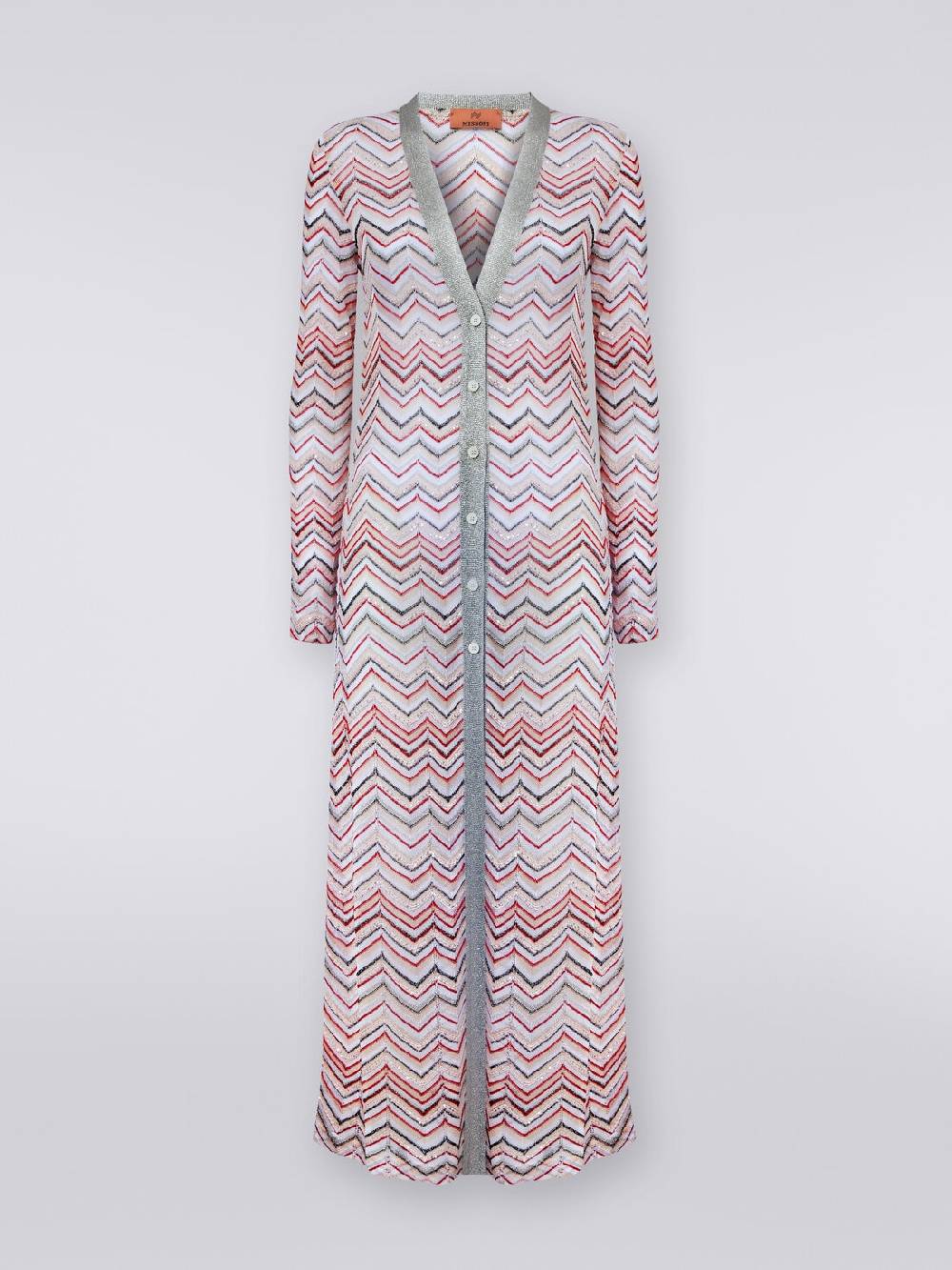 Missoni Cardigan lungo in maglia zig zag con lurex e paillettes Shopping Online