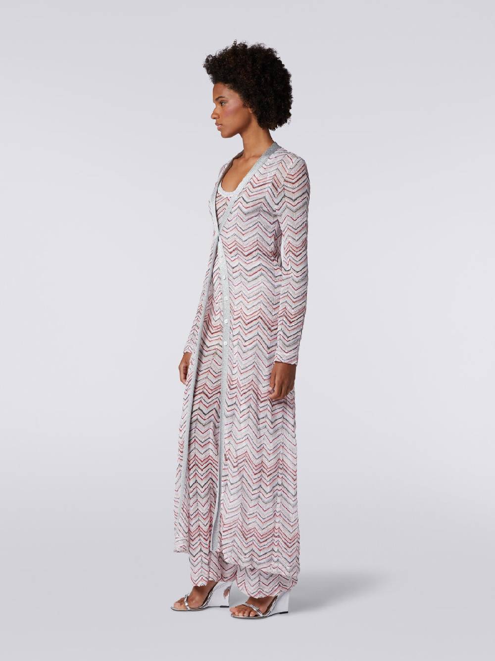 Missoni Cardigan lungo in maglia zig zag con lurex e paillettes Shopping Online