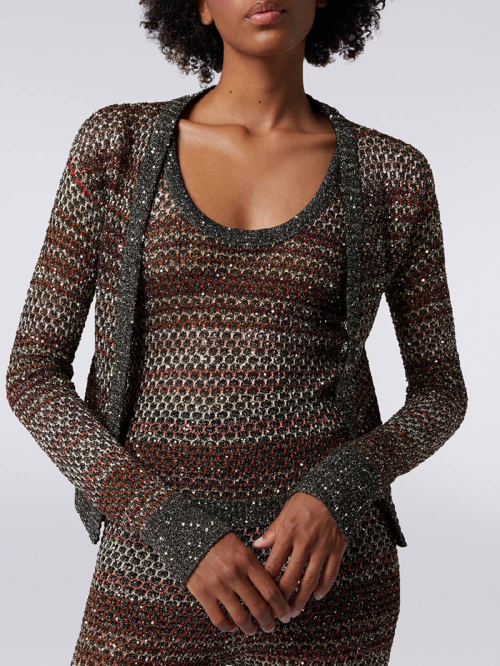 Missoni Cardigan corto in maglia a rete con paillettes Convenienza