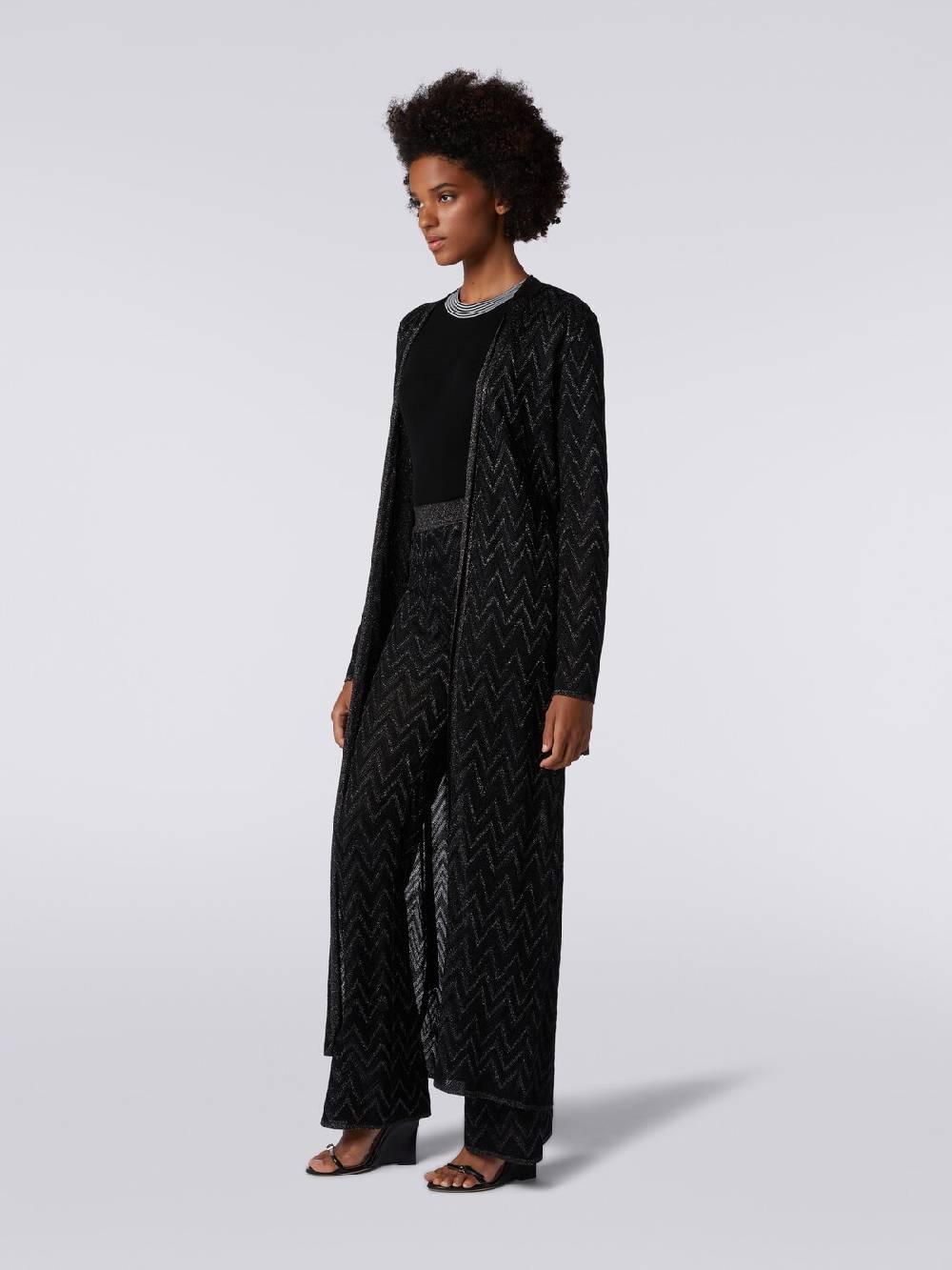 Missoni Cardigan lungo in maglia chevron con lurex Sconto