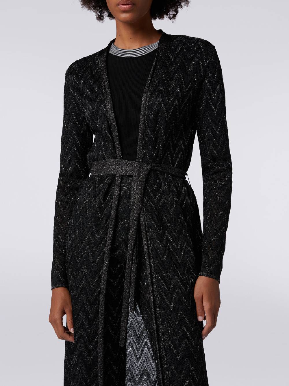 Missoni Cardigan lungo in maglia chevron con lurex Sconto