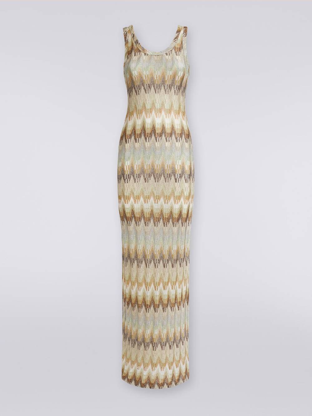 Missoni Abito lungo smanicato in viscosa zig zag con lurex Offerta