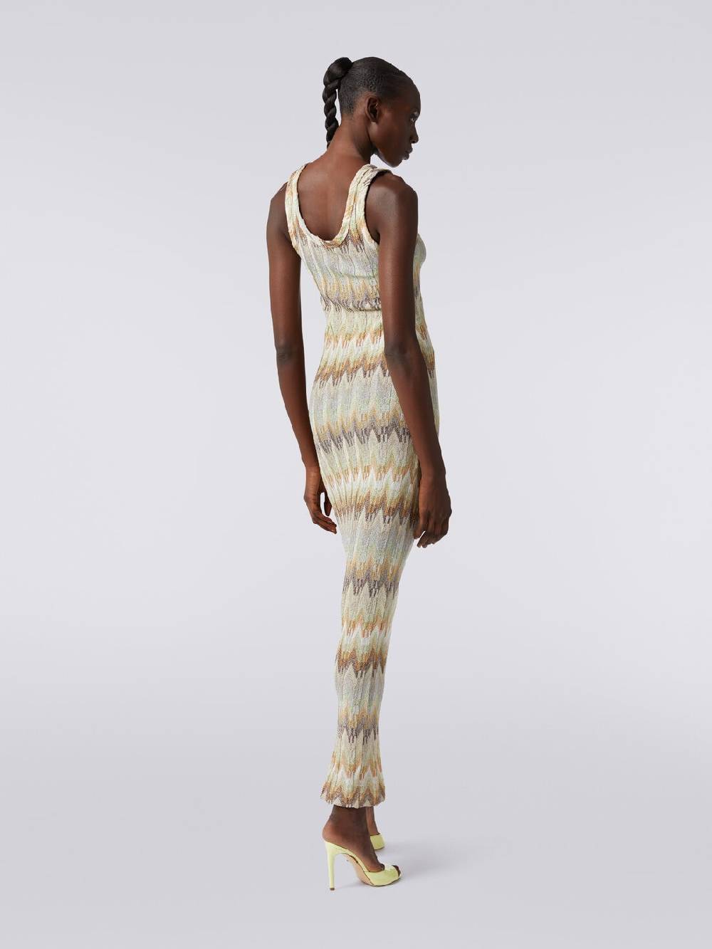 Missoni Abito lungo smanicato in viscosa zig zag con lurex Offerta
