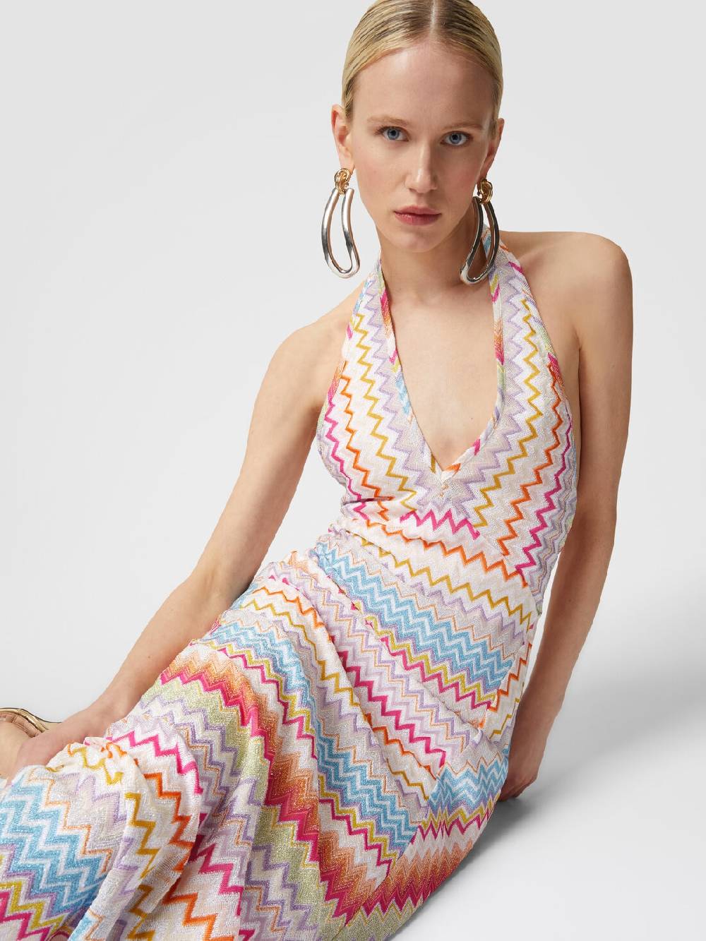 Missoni Abito lungo in viscosa zig zag con lurex Economico