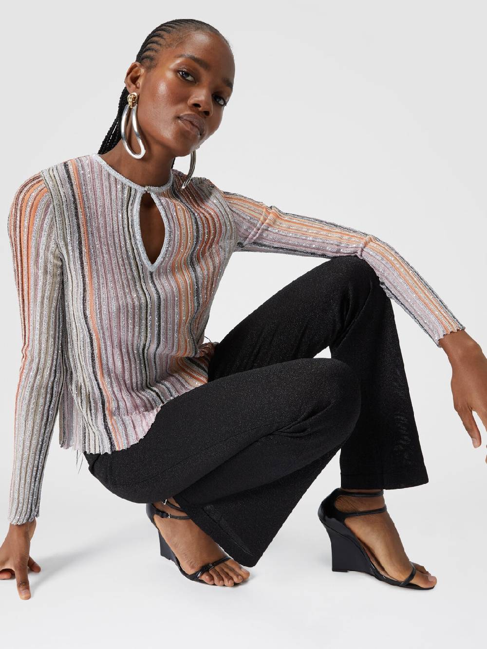 Missoni Pantaloni dritti in viscosa effetto glitter Saldi
