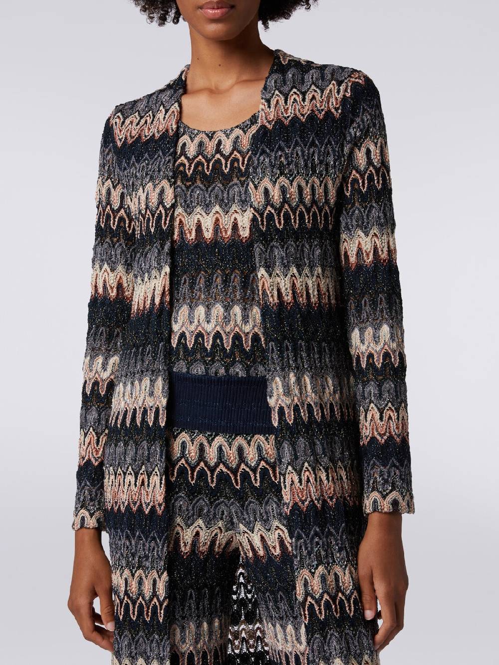 Missoni Cardigan lungo in maglia lamé con motivo a onde effetto pizzo Negozio