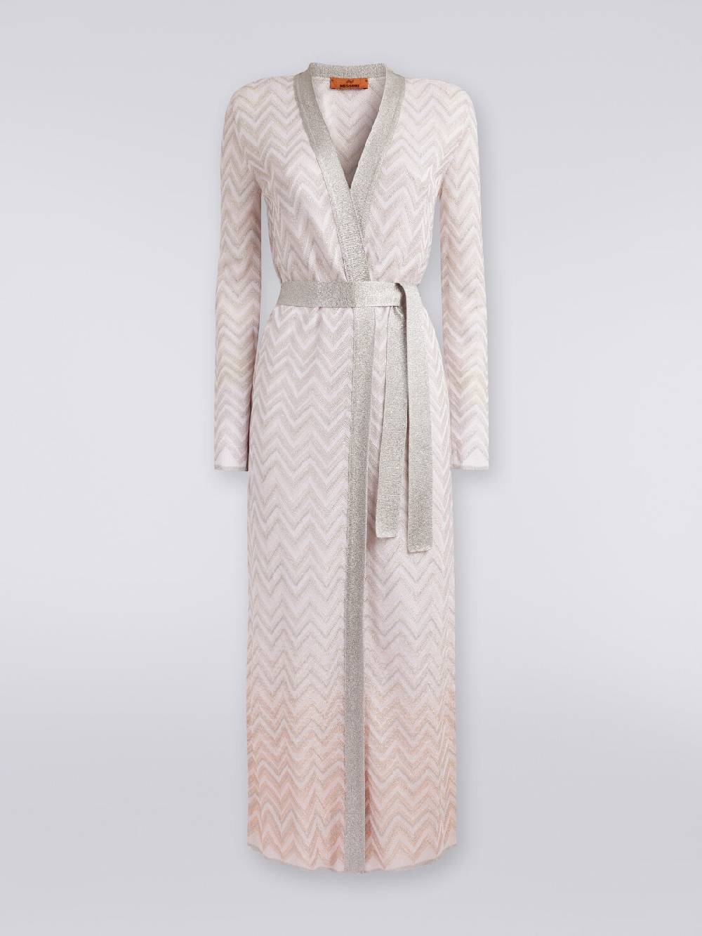 Missoni Cardigan lungo in maglia chevron con lurex Nuova