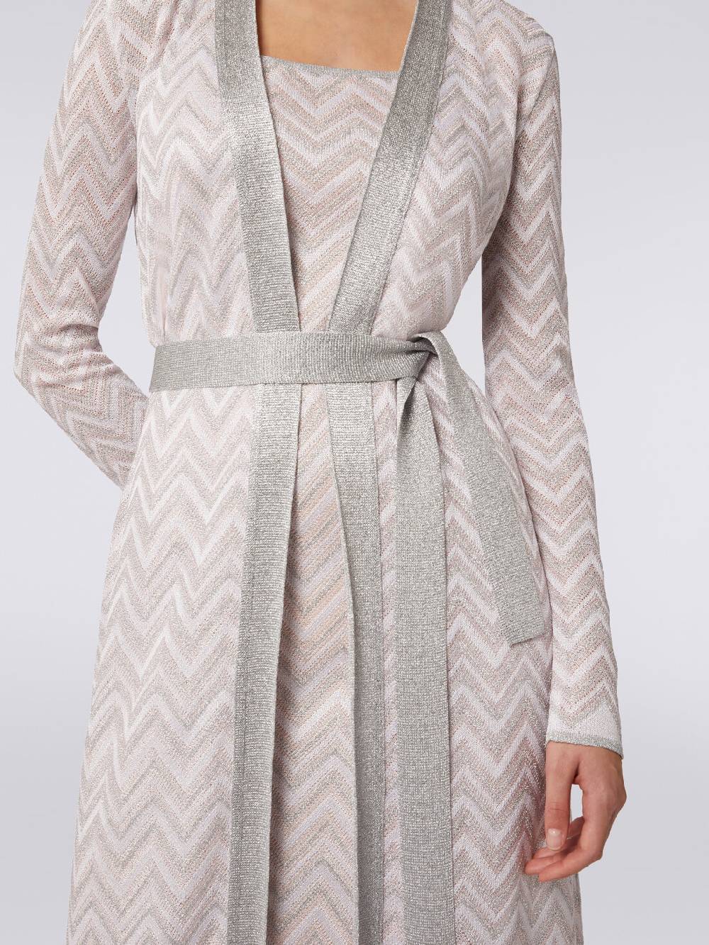 Missoni Cardigan lungo in maglia chevron con lurex Nuova