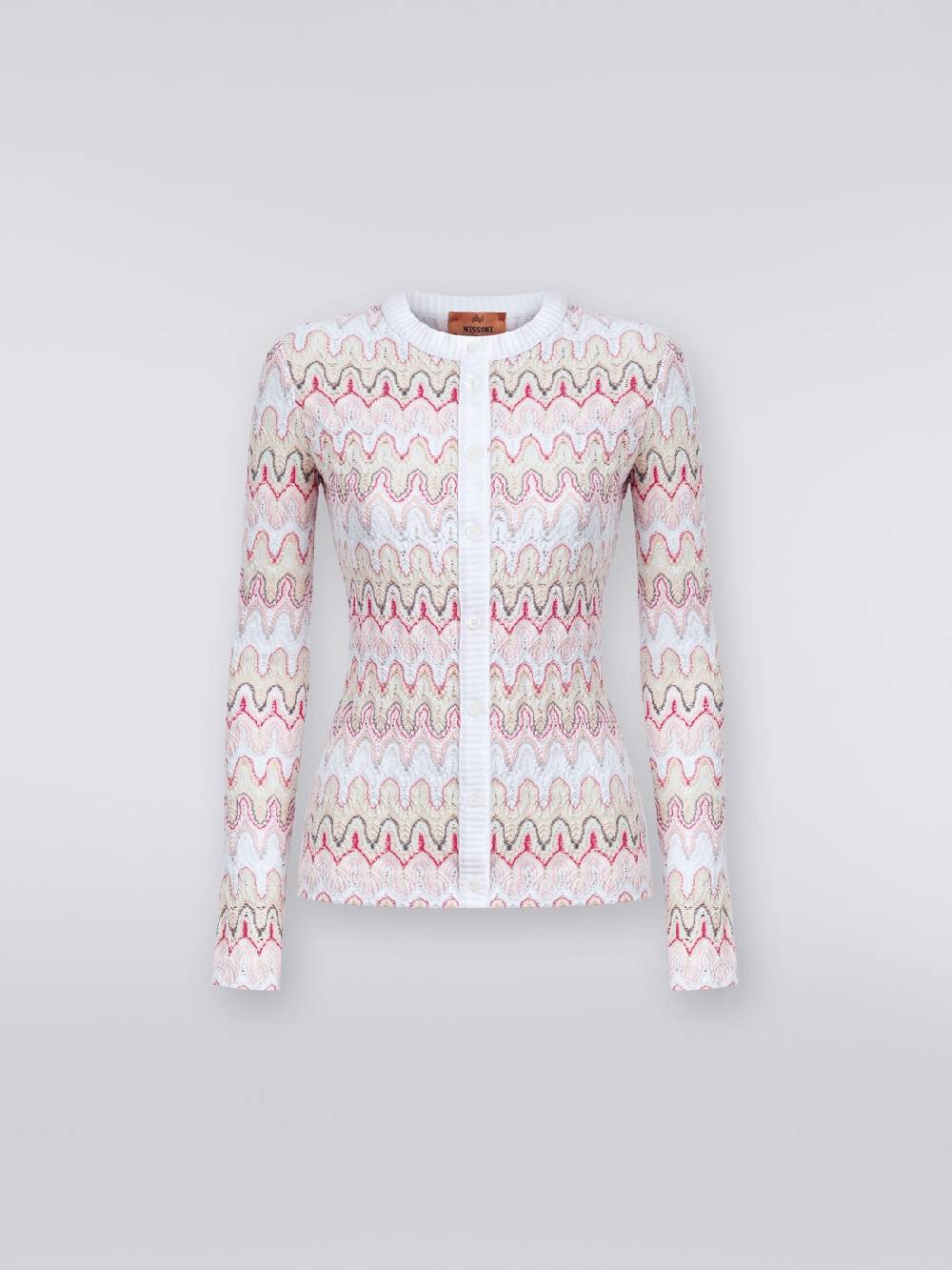 Missoni Cardigan in maglia con profili a contrasto e motivo a onde 2025