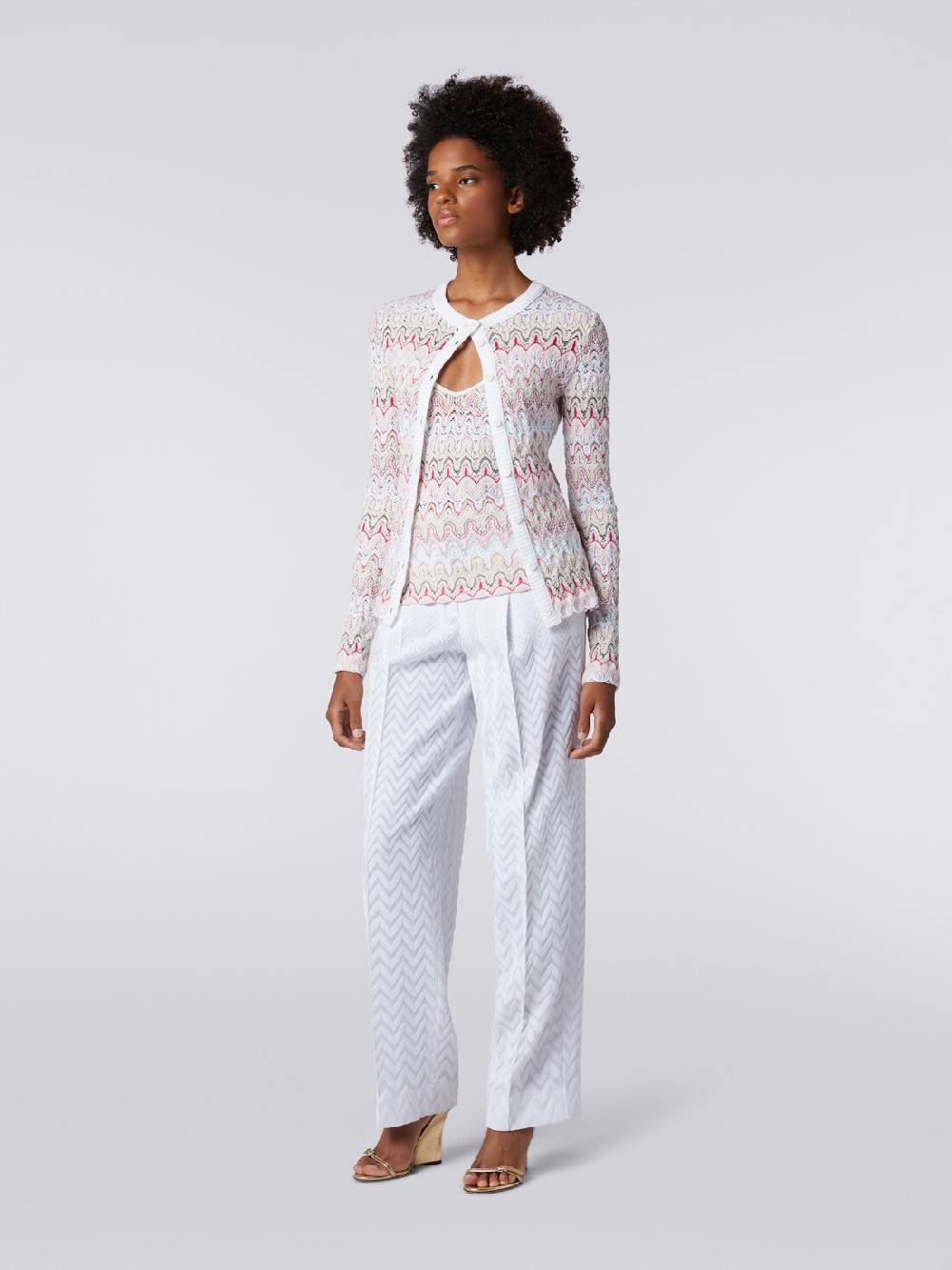 Missoni Cardigan in maglia con profili a contrasto e motivo a onde 2025