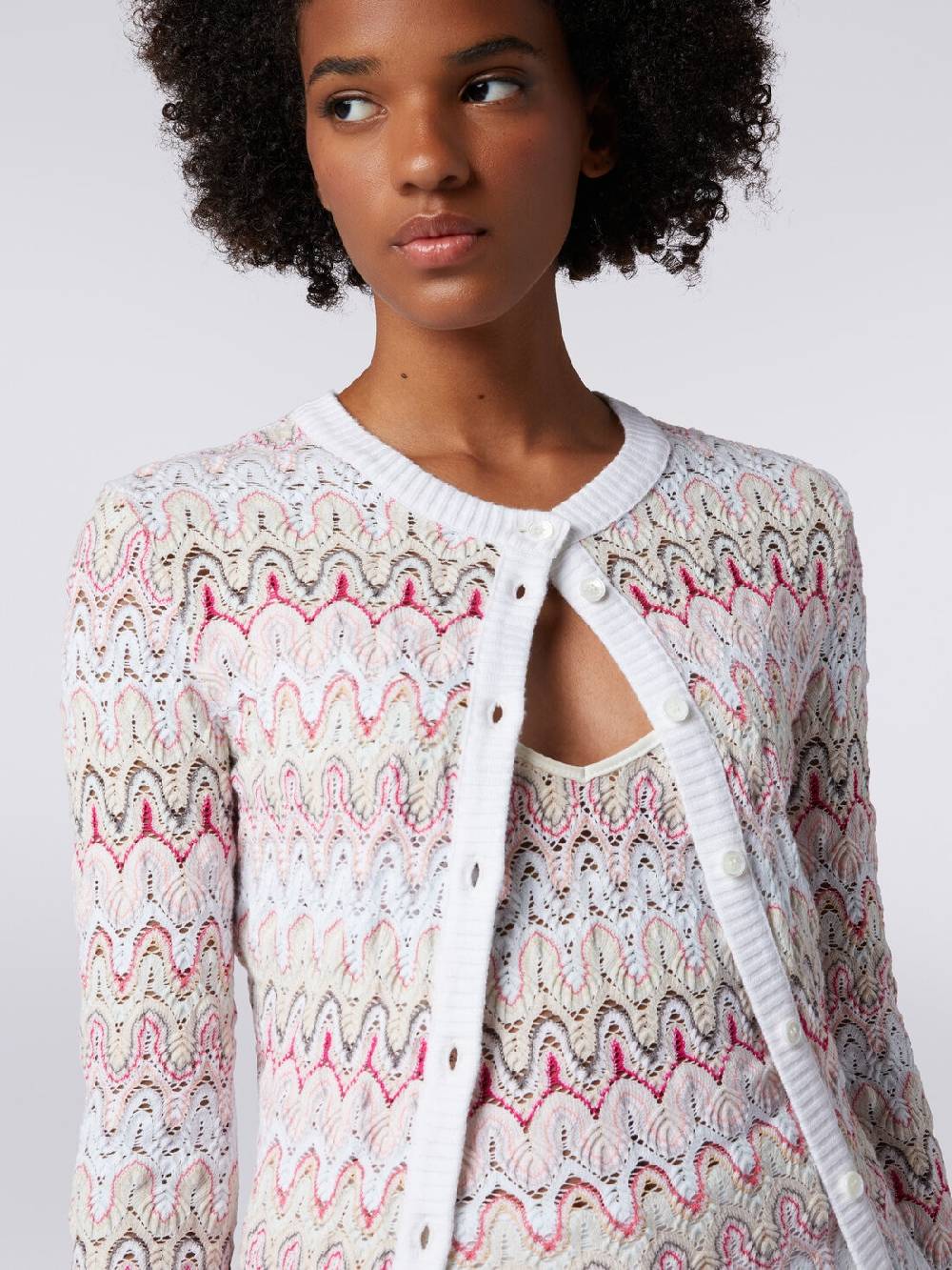 Missoni Cardigan in maglia con profili a contrasto e motivo a onde 2025