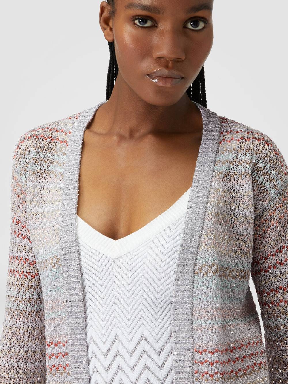 Missoni Cardigan corto in maglia a rete con paillettes Italy