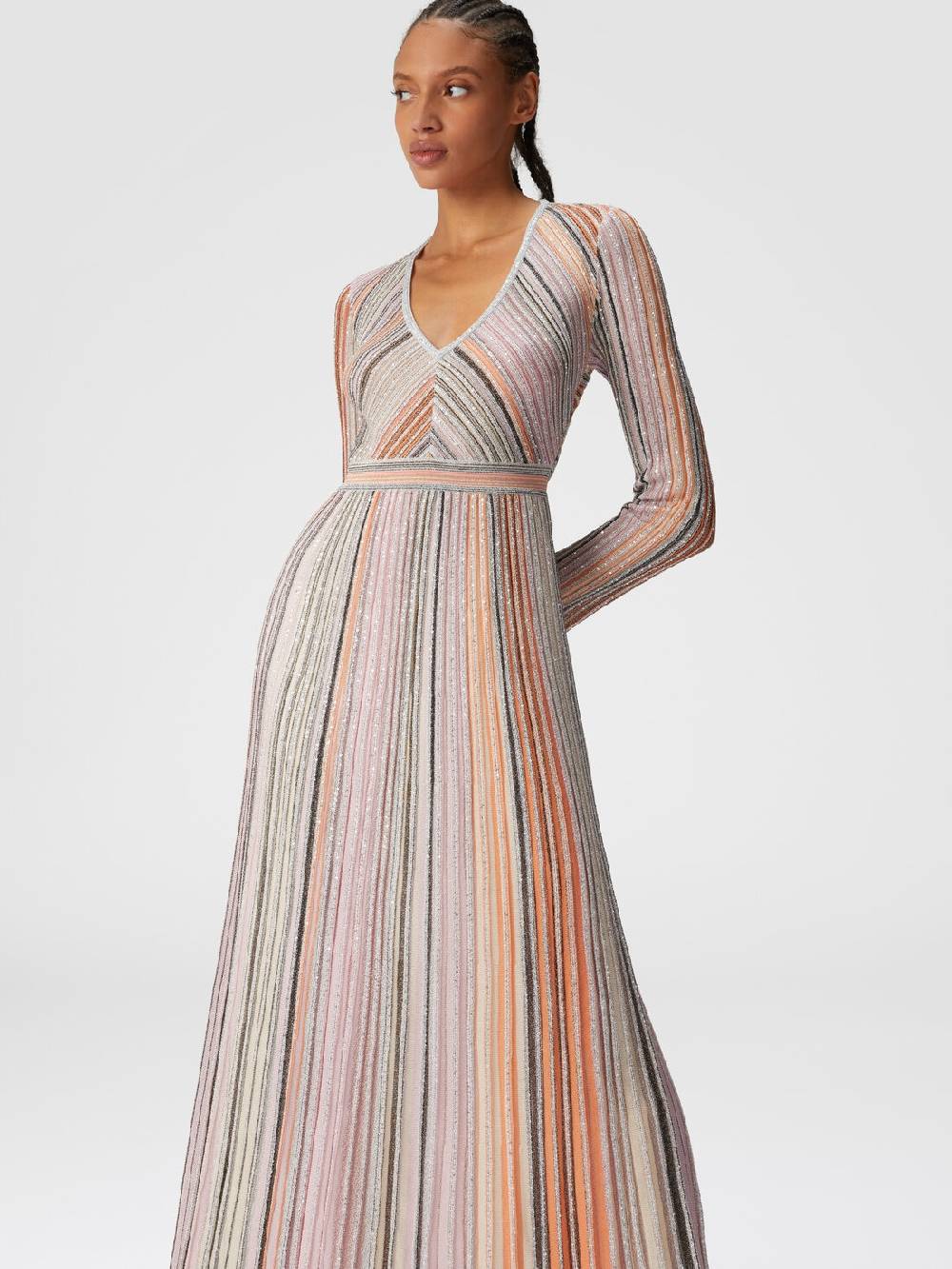 Missoni Abito lungo in maglia plissée lamé Italia