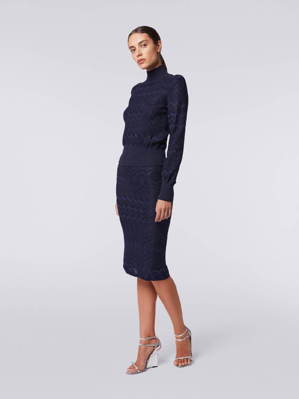 Missoni Gonna midi in viscosa e lana chevron Prezzo Ridotto