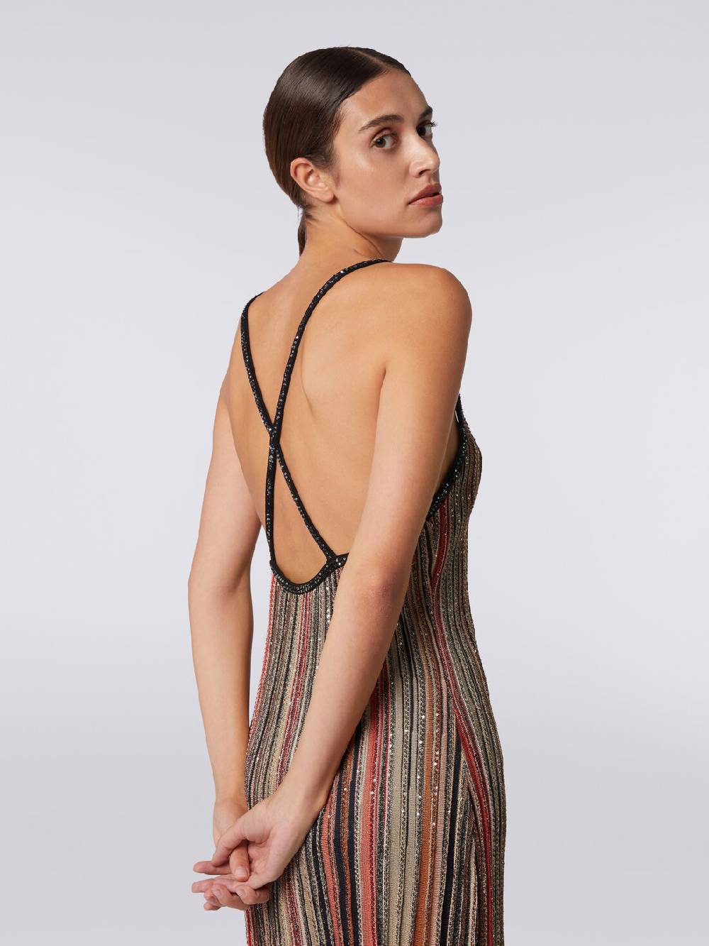 Missoni Mini-abito in maglia a righe verticali con paillettes Sottocosto