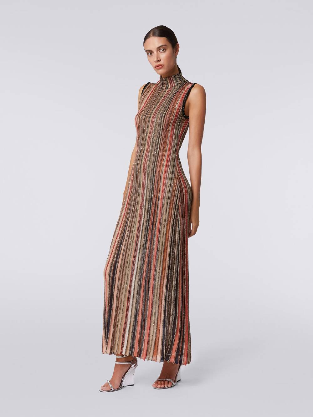 Missoni Abito lungo in maglia a righe verticali con paillettes Convenienza