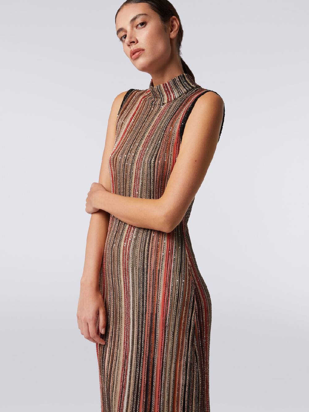 Missoni Abito lungo in maglia a righe verticali con paillettes Convenienza