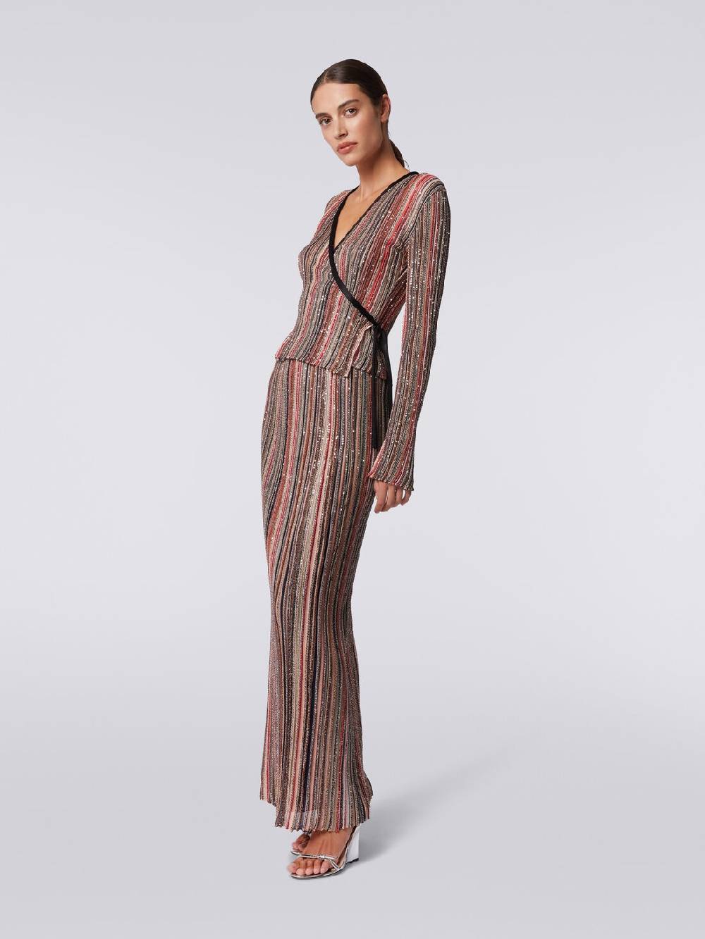 Missoni Gonna lunga plissée a righe verticali con paillettes Presa